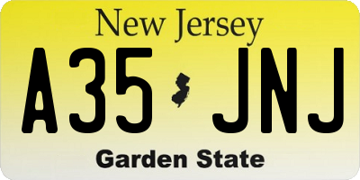 NJ license plate A35JNJ