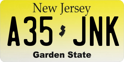 NJ license plate A35JNK