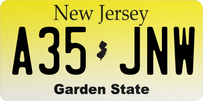 NJ license plate A35JNW