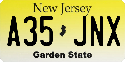 NJ license plate A35JNX