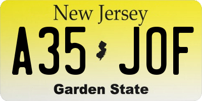 NJ license plate A35JOF