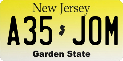 NJ license plate A35JOM