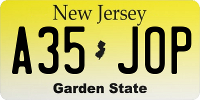 NJ license plate A35JOP
