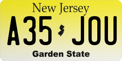 NJ license plate A35JOU