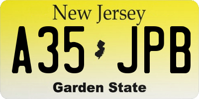 NJ license plate A35JPB
