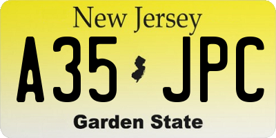 NJ license plate A35JPC