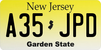 NJ license plate A35JPD