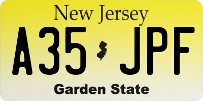 NJ license plate A35JPF