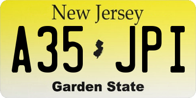 NJ license plate A35JPI