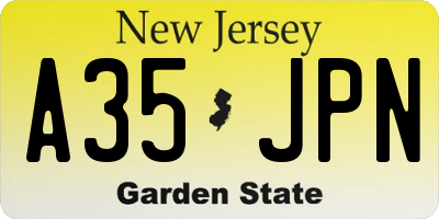 NJ license plate A35JPN