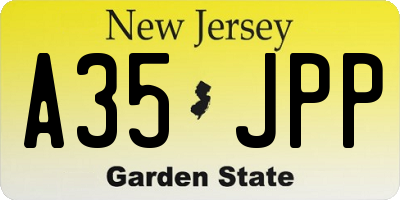 NJ license plate A35JPP