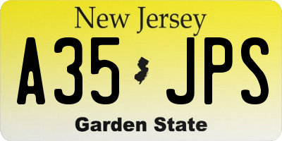 NJ license plate A35JPS
