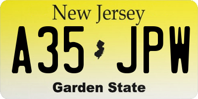 NJ license plate A35JPW