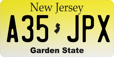 NJ license plate A35JPX