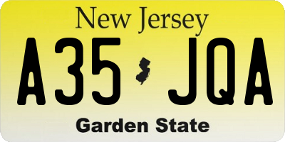 NJ license plate A35JQA