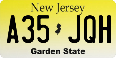 NJ license plate A35JQH