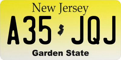 NJ license plate A35JQJ