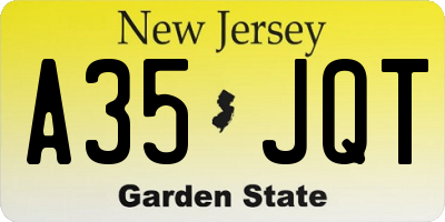 NJ license plate A35JQT