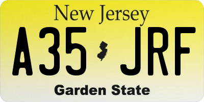 NJ license plate A35JRF