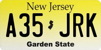 NJ license plate A35JRK