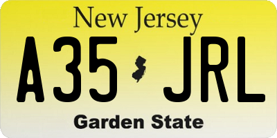 NJ license plate A35JRL