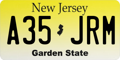 NJ license plate A35JRM