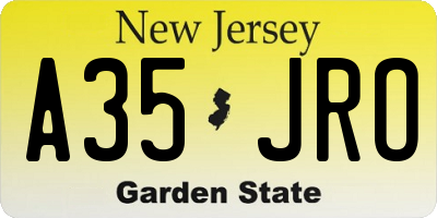 NJ license plate A35JRO