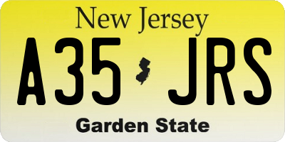 NJ license plate A35JRS