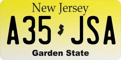 NJ license plate A35JSA