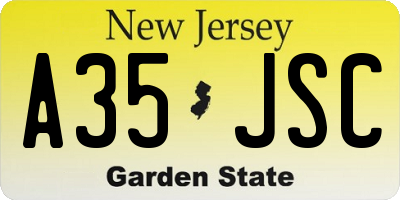 NJ license plate A35JSC