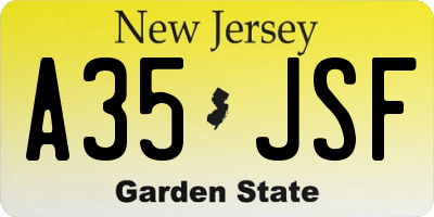 NJ license plate A35JSF