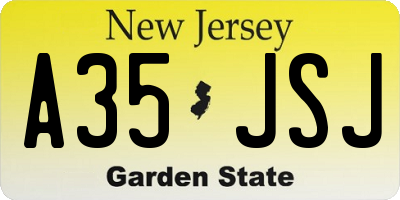NJ license plate A35JSJ