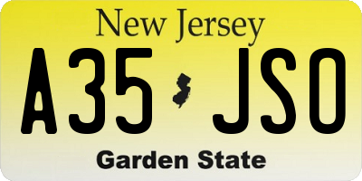 NJ license plate A35JSO