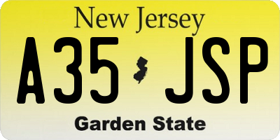 NJ license plate A35JSP