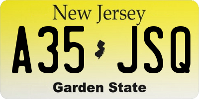 NJ license plate A35JSQ