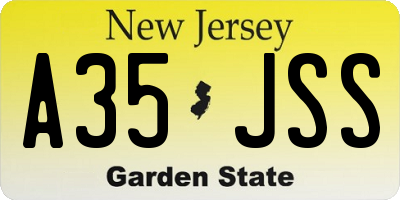 NJ license plate A35JSS