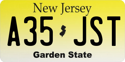 NJ license plate A35JST