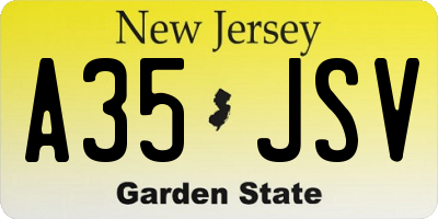 NJ license plate A35JSV