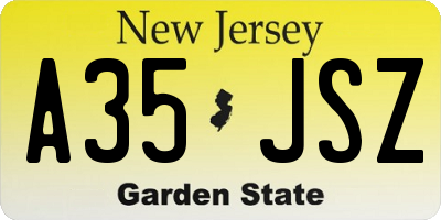 NJ license plate A35JSZ