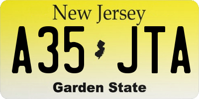 NJ license plate A35JTA