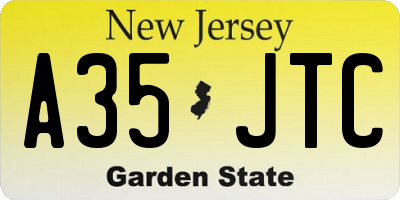 NJ license plate A35JTC