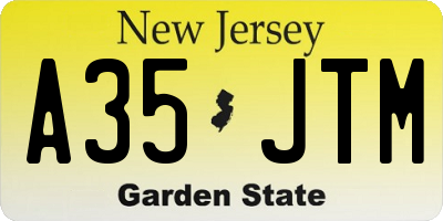 NJ license plate A35JTM