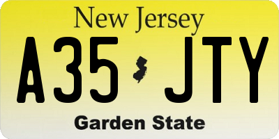 NJ license plate A35JTY