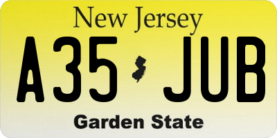 NJ license plate A35JUB