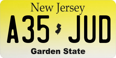 NJ license plate A35JUD