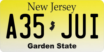 NJ license plate A35JUI