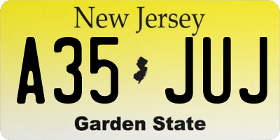 NJ license plate A35JUJ