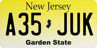 NJ license plate A35JUK