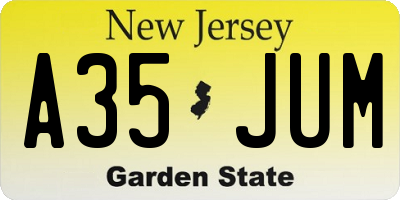 NJ license plate A35JUM