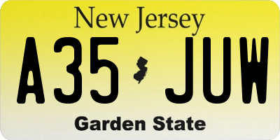 NJ license plate A35JUW